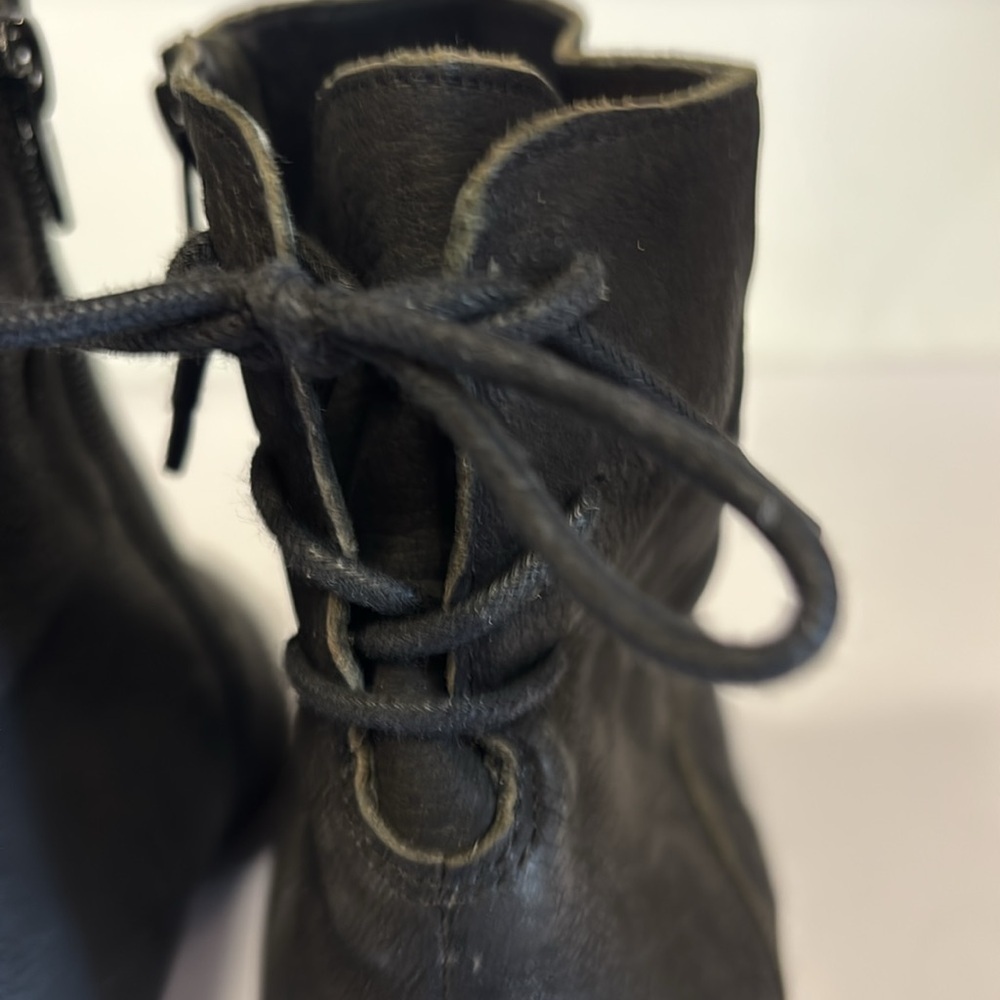 Lucky Brand Jalie Black Suede Ankle Lace Up Healed Bootie - Picture 8 of 12